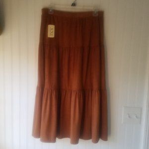 Brown Faux Suede Skirt